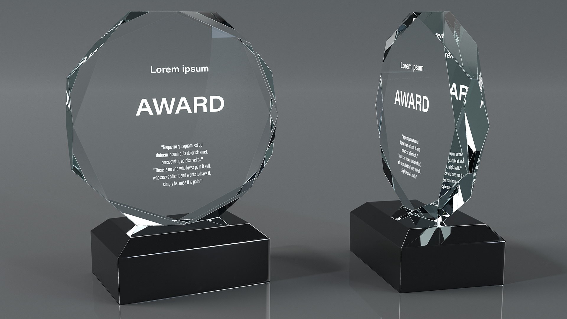 Octahedron Glass Award Trophy 3D model preview