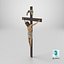 Wall Crucifix Jesus Sculpture Wood 3D model
