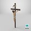 Wall Crucifix Jesus Sculpture Wood 3D model