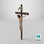 Wall Crucifix Jesus Sculpture Wood 3D model