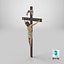 Wall Crucifix Jesus Sculpture Wood 3D model