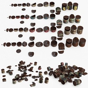 Rust Trash Tin Can Collection 3D model