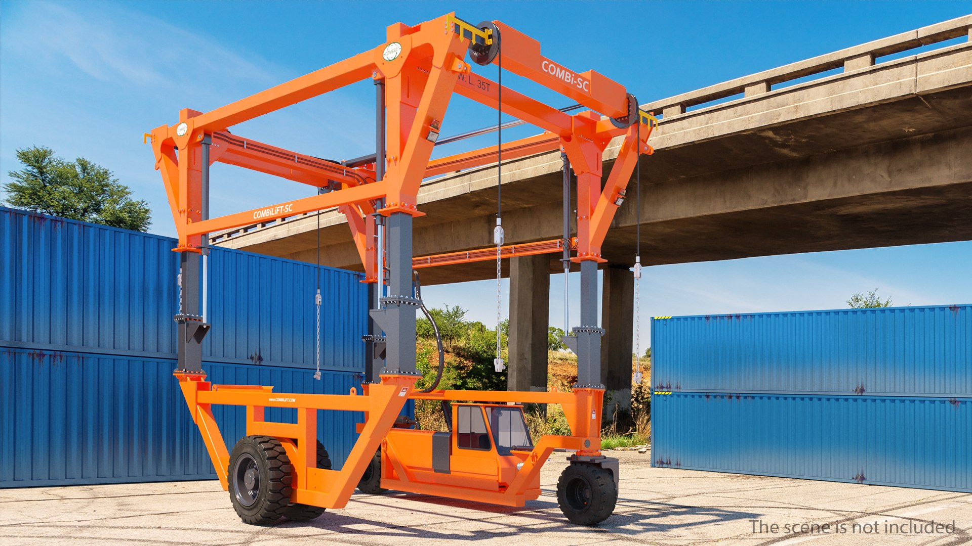 Combi-SC Straddle Carrier Clean Rigged 3D model preview