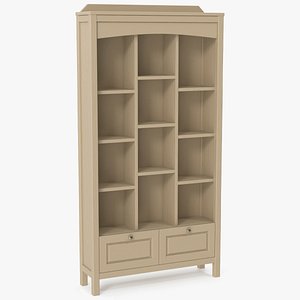Empty Display Cabinet with Drawer Storage Beige