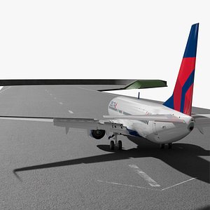 Commercial Airplane Delta Touching Down Animated Rigged for Maya 3D model
