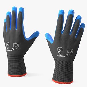 3D Safety Work Gloves Gray Blue Rigged for Modo model