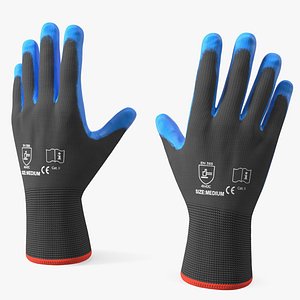 Safety Work Gloves Gray Blue Rigged for Modo