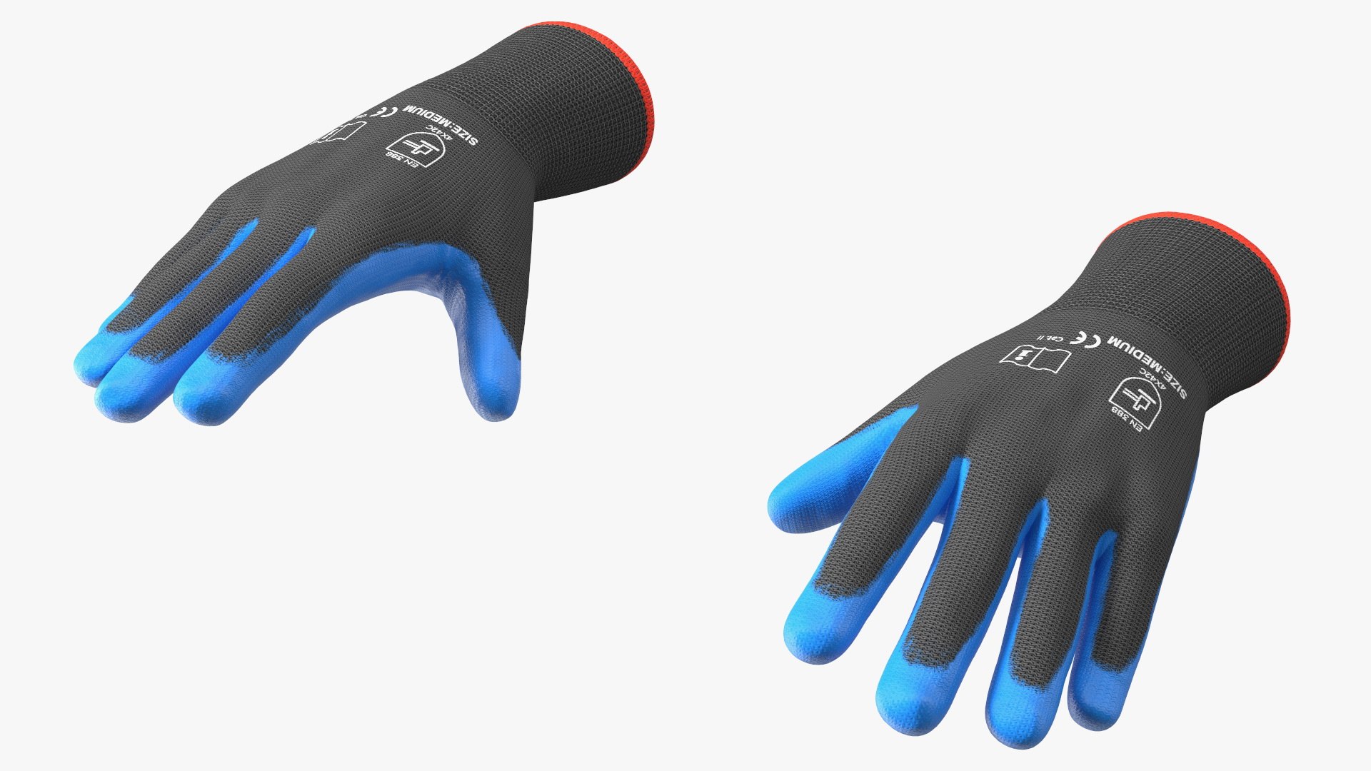 Safety Work Gloves Gray Blue Rigged for Modo 3D model preview