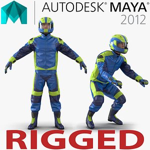 Motorcycle Rider Generic Rigged for Maya
