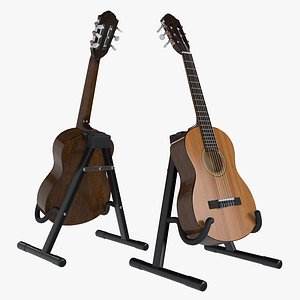 Classic acoustic guitar with stand