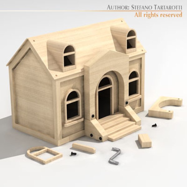 3d wooden toy house model