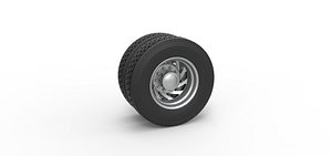 3D model Diecast Rear custom wheel of semi truck Version 24 Scale 1 to 25