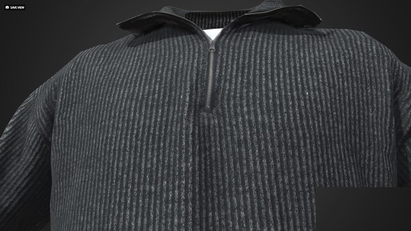 3D model Game Ready Grey Half Zip Up Sweat Shirt - TurboSquid 2020640