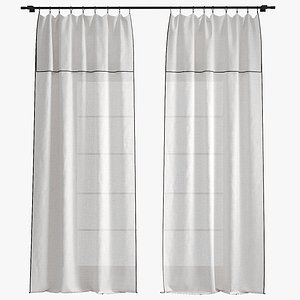 Linen curtains with black edge model