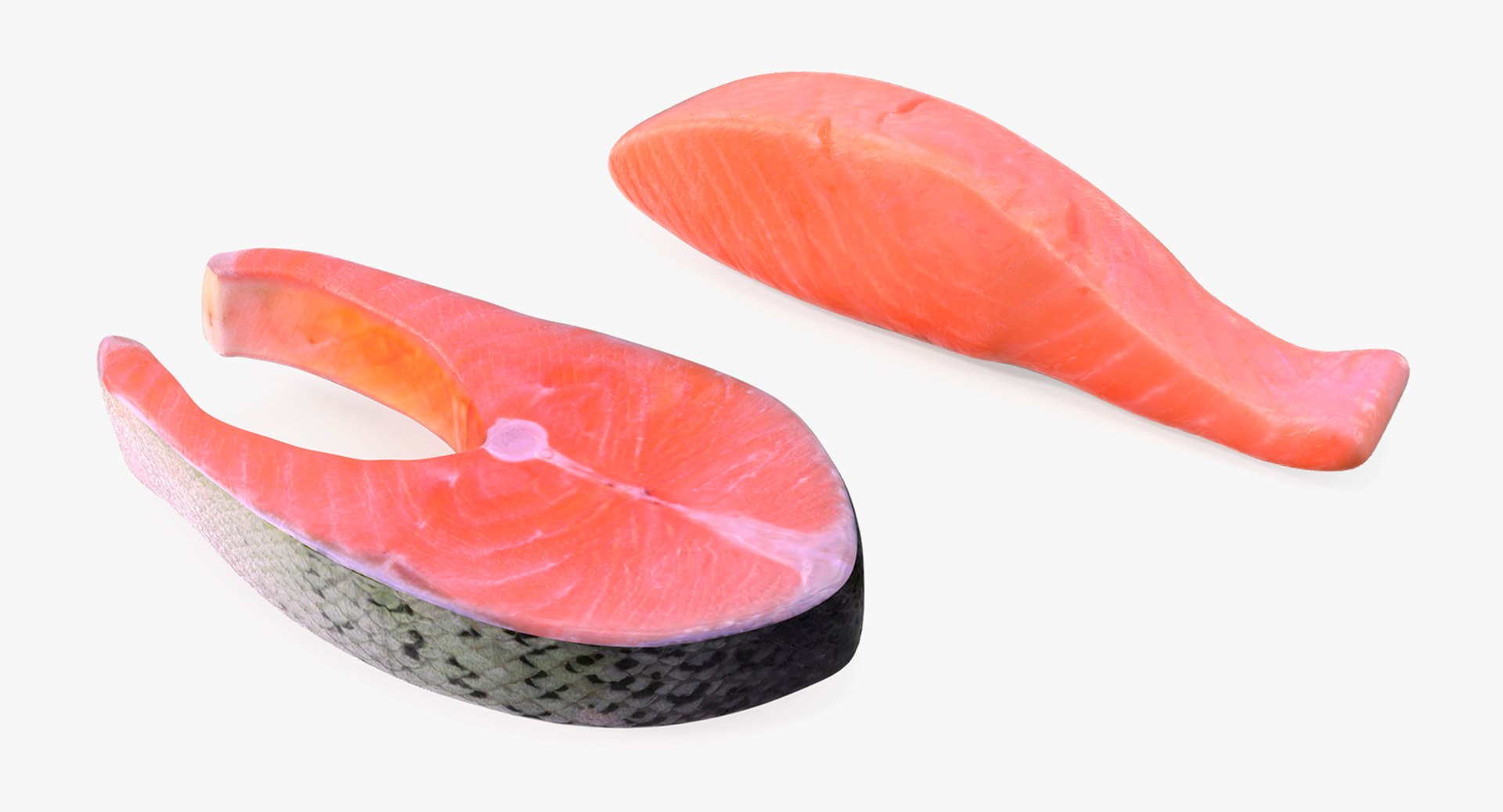 Raw Salmon Steaks Collection 3D model preview