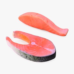 3D model Raw Salmon Steaks Collection