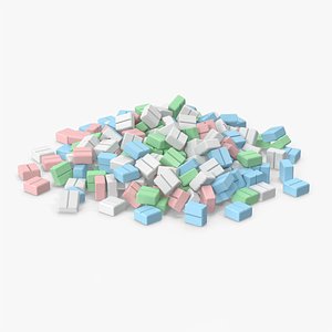 Pile Of Square Pills 3D model