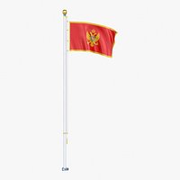 Montenegro Flag Stand Pole Animated Loop