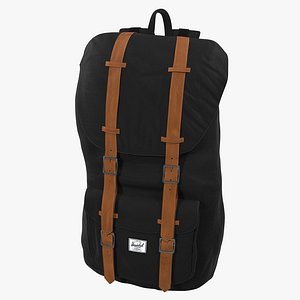 3d backpack 8 black modeled