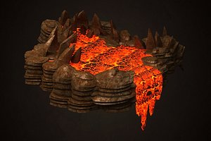 sea of fire with lava falls