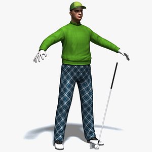 obj realistic golfer golf club