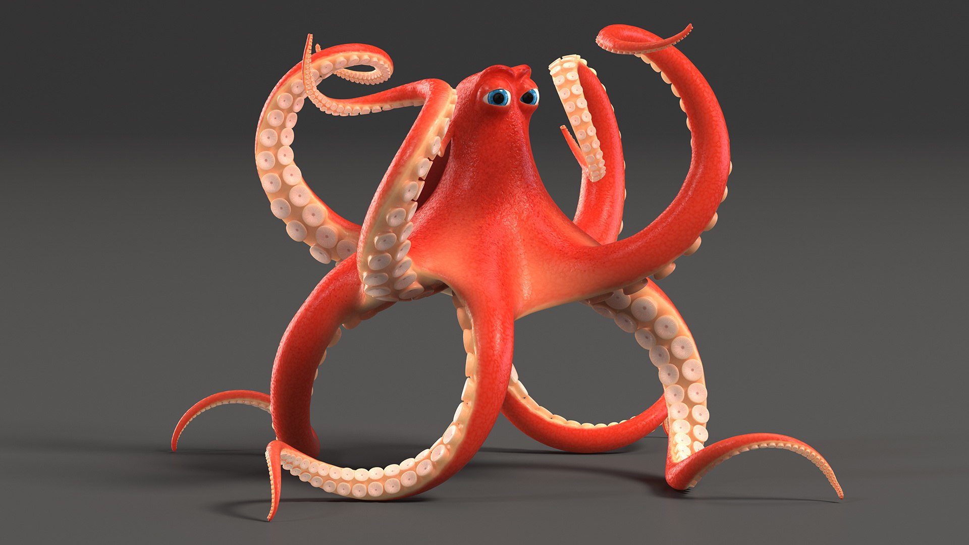 3D Cartoon Octopus Floating Pose - TurboSquid 1971810