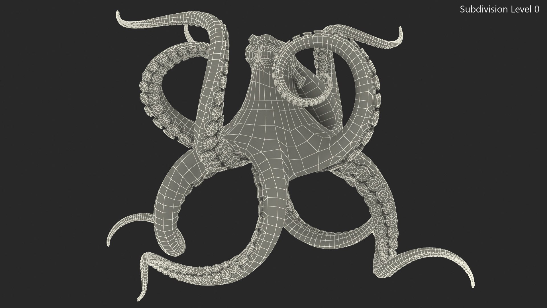 3D Cartoon Octopus Floating Pose - TurboSquid 1971810