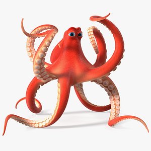 Cartoon Octopus Floating Pose