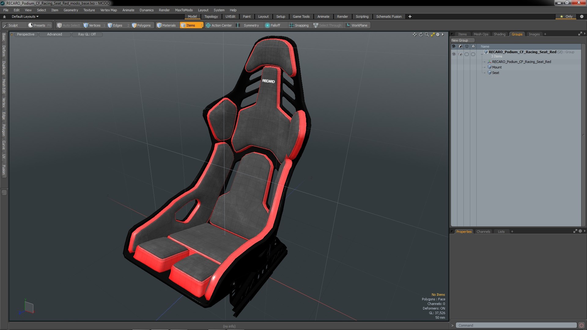 RECARO Podium CF Racing Seat Red Model - TurboSquid 2152641