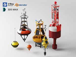 Ocean Buoy Navigation and Marine Sensor Collection 3D model