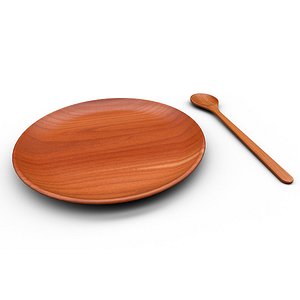 Wooden Plate and Spoon