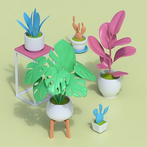 Stylized Cartoon Houseplant Collection