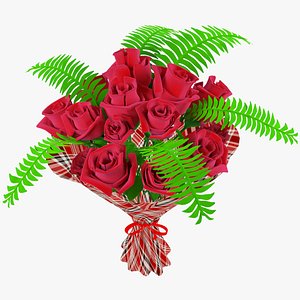 cartoon rose bouquet 3D model