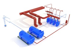 3D industrial boiler room