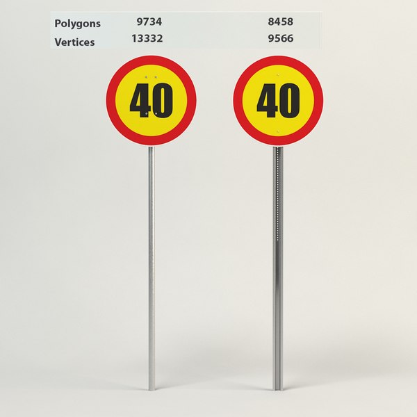 3d traffic sign restricting speed