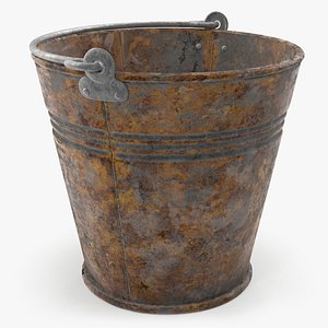 3D rusty metal pail