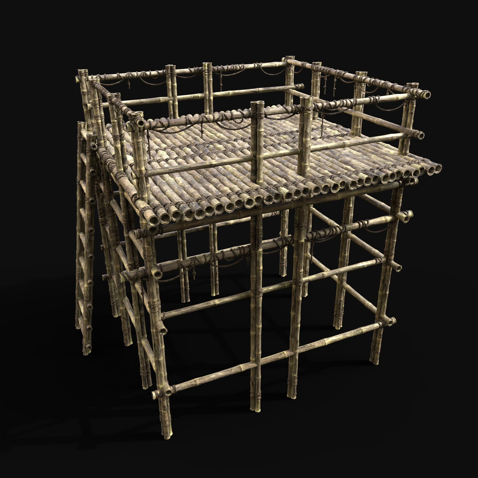 BAMBOO PLATFORM PIER LOG JUNGLE PORT CONSTRUCTION WATCHTOWER 3D 모델 ...