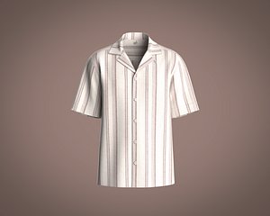 Mans Oversized Woven Texture Fabric Resort Shirt model