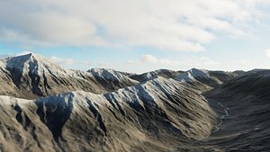 Continuous mountain range model with 8k texture map