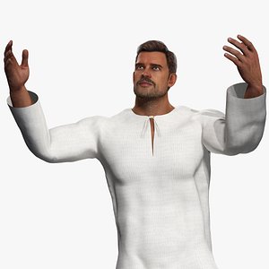 Realistic Muslim Man Wearing White Thobe Traditional Arabi Outfit Middle Eastern