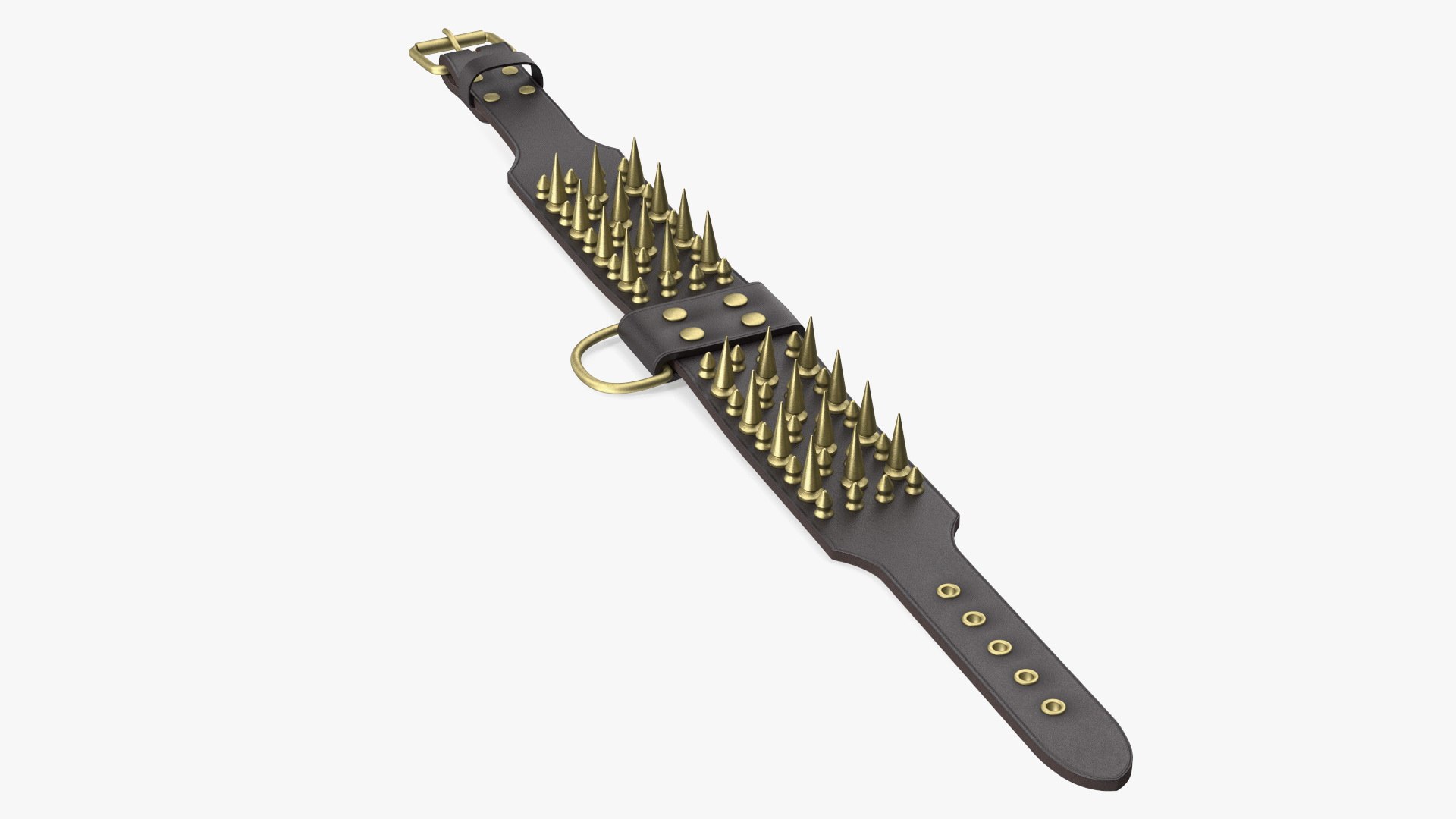 Leather Studded Collar Lying Brown 3D model preview