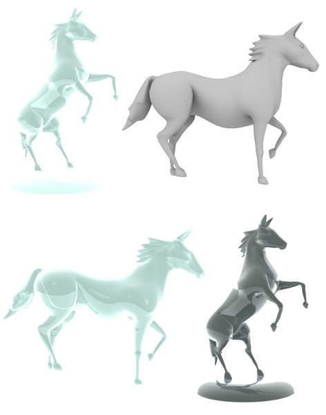 3d lwo posed horse