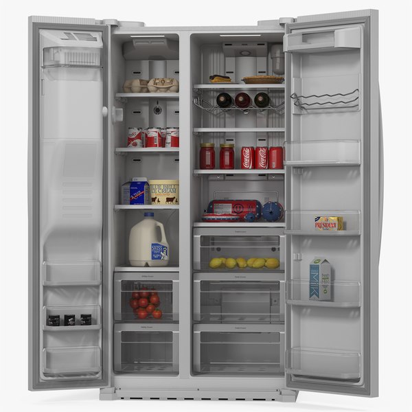 Side By Side Refrigerators Open with Products3D模型 TurboSquid 1960932