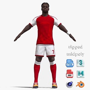 3D A-Pose Rigged Bukayo Saka 26-27 3d