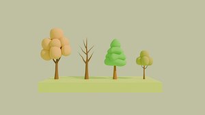 Low Poly Cartoon Trees Free Pack 3D model