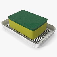 Dishwashing Sponge in Soap Tray Fur