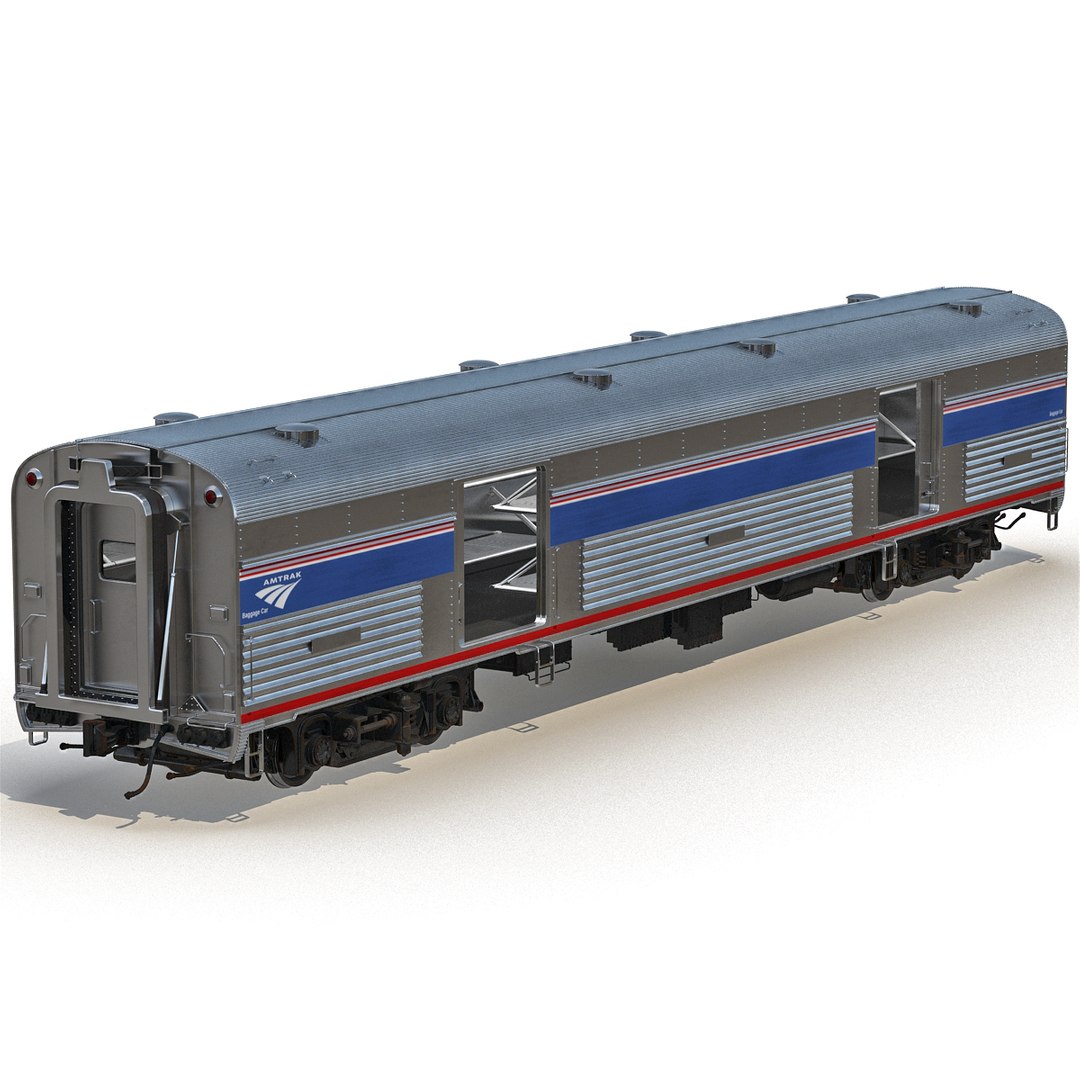 Railroad Amtrak Baggage Car 3D Model 3D model preview