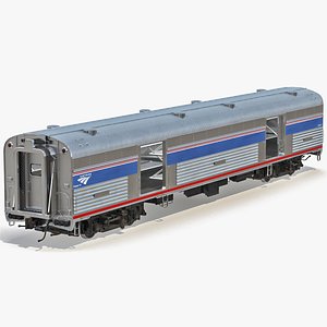 railroad amtrak baggage car 3d 3ds
