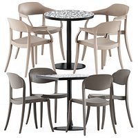 Strauss stackable chair and Briscola table