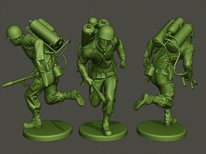 3D model american soldier ww2 run